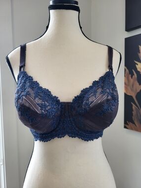 Lace Underwire Bra in Deep Navy - Women Intimates